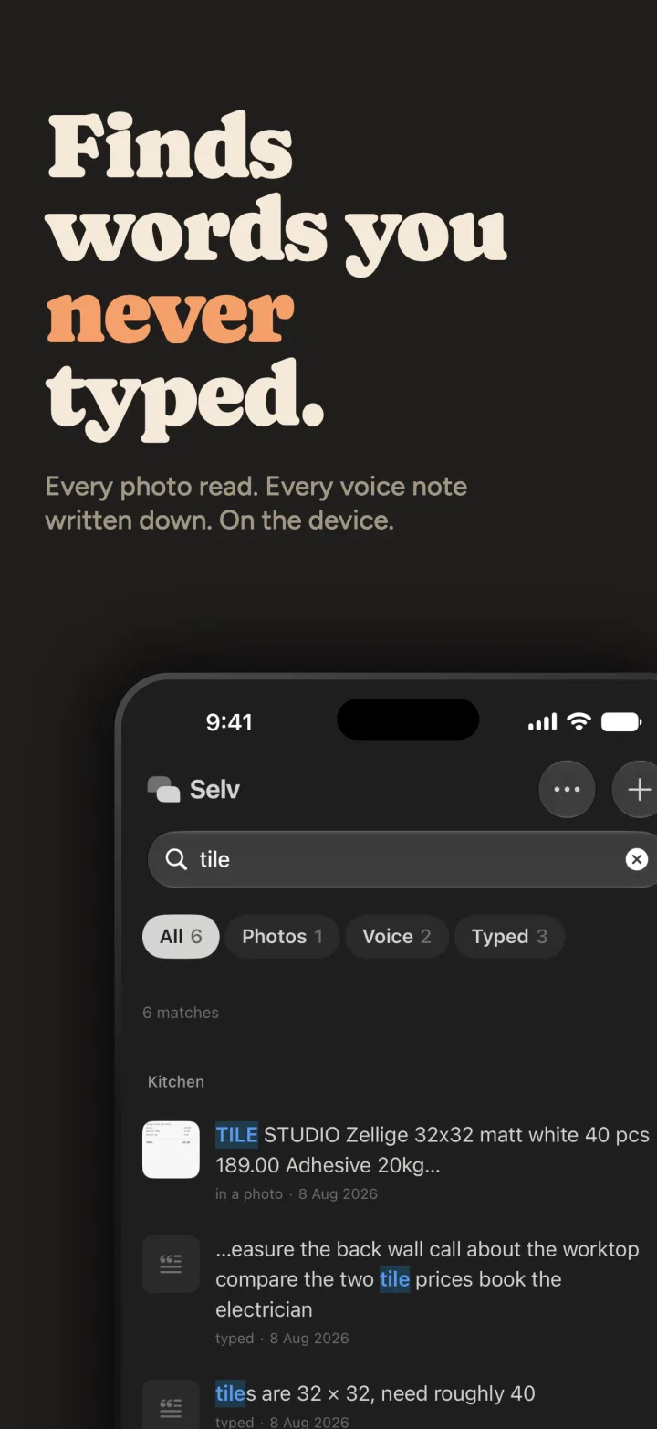 Finds words you never typed